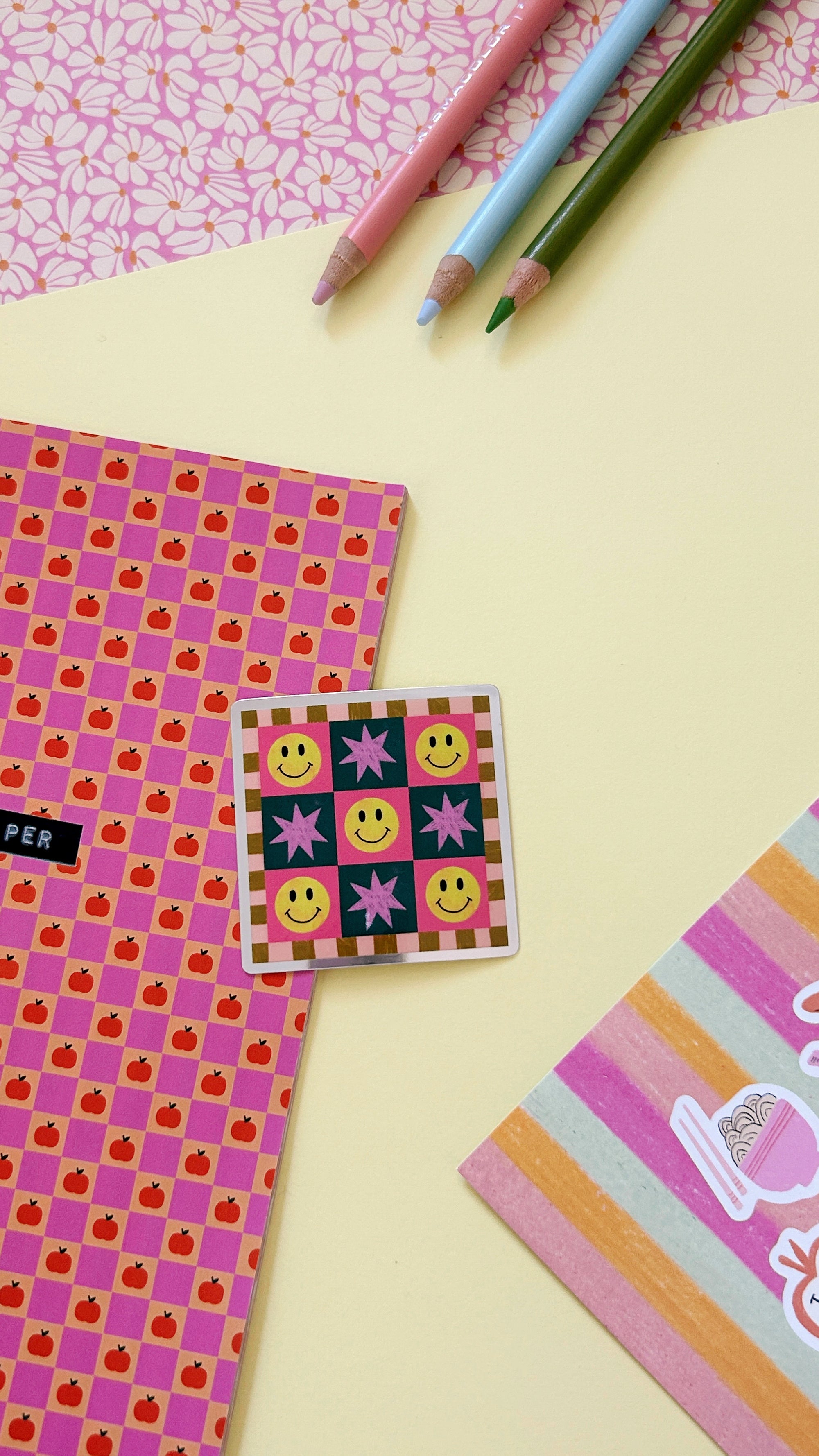 Metallic Smiley and Stars Sticker