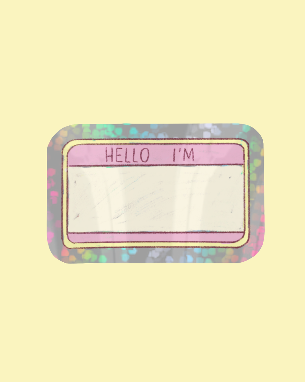 Sticker coloré Hello I’m avec cadre rose et espace central à personnaliser pour carnets journaling et papeterie par Nany Craft Shop