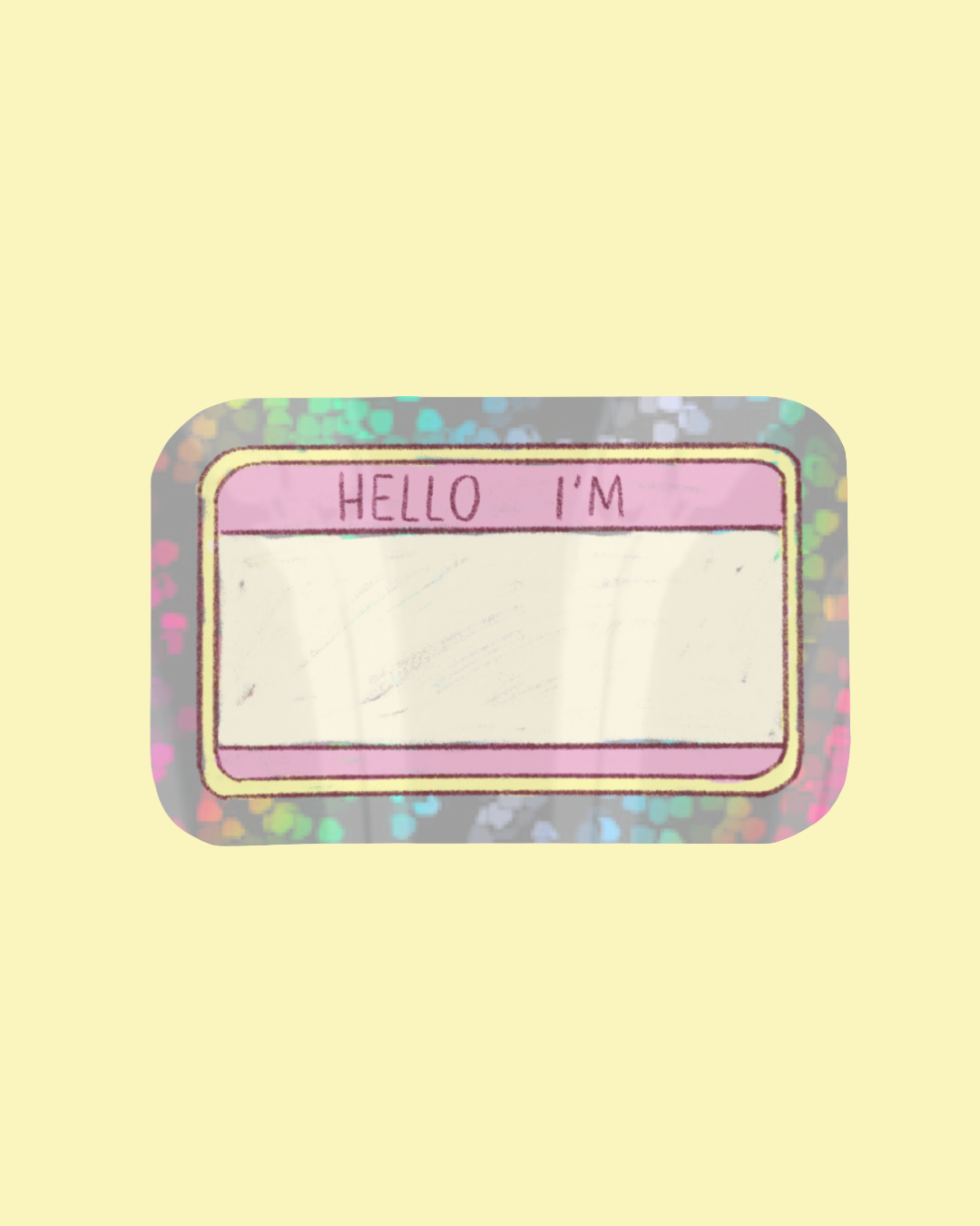 Sticker coloré Hello I’m avec cadre rose et espace central à personnaliser pour carnets journaling et papeterie par Nany Craft Shop
