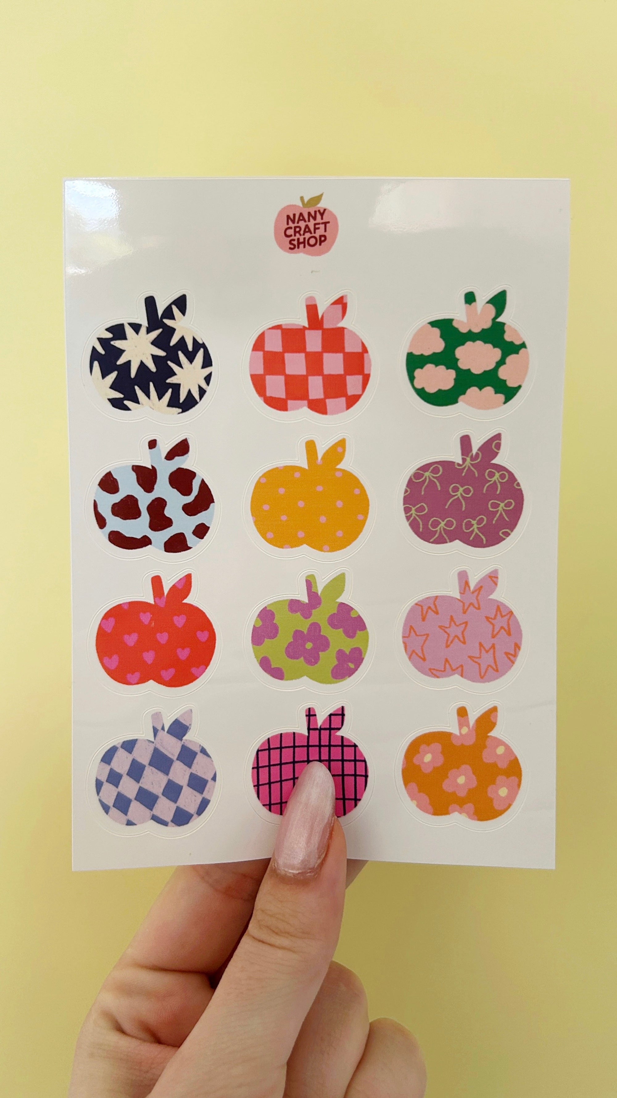 A6 apple pattern sticker sheet