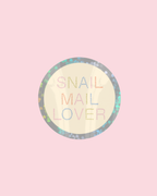Sticker rond « SNAIL MAIL OVER » avec bordure à pois