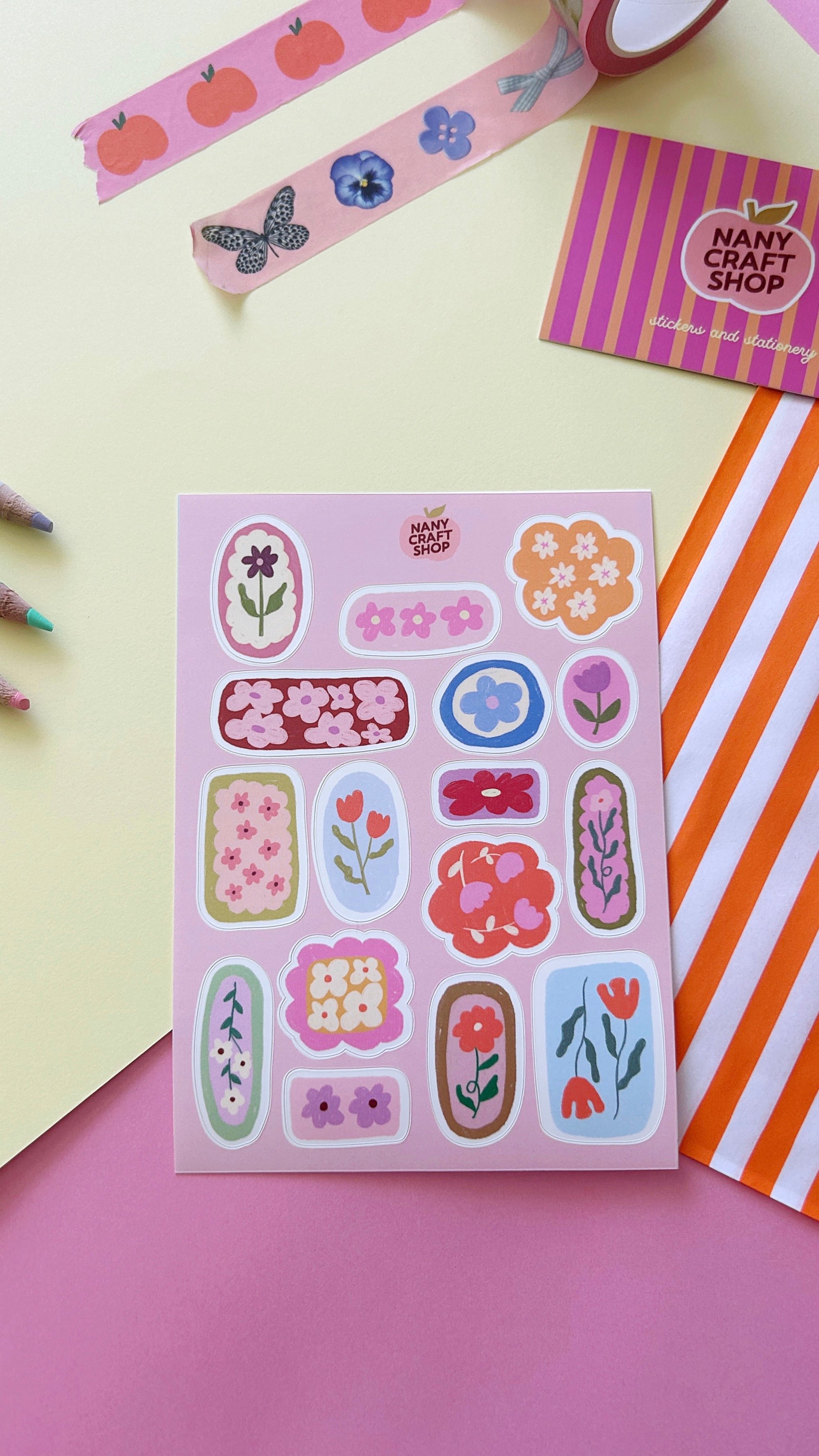 Planche stickers fleurs A6