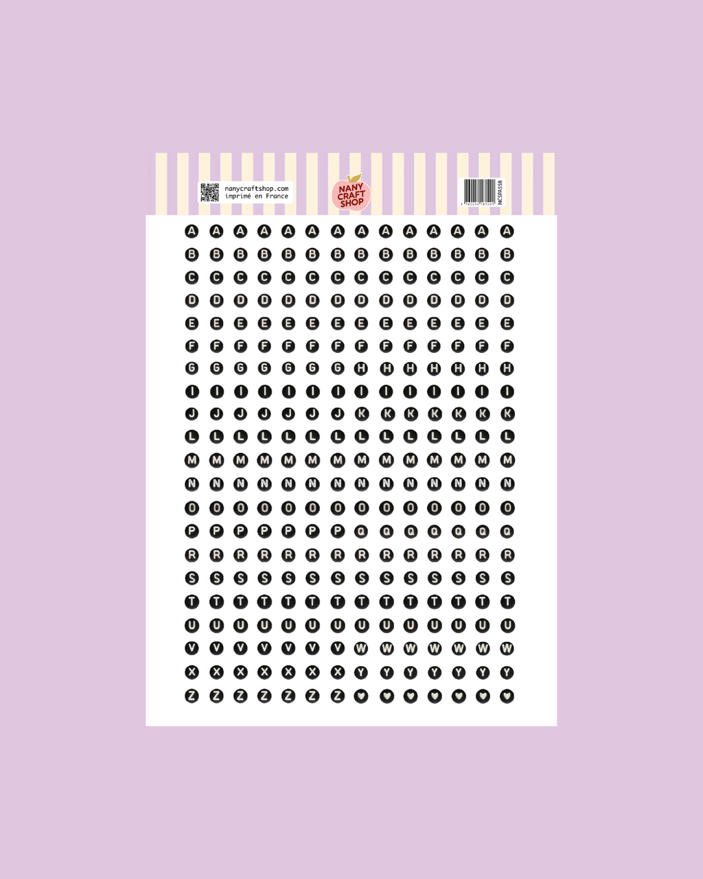 Planche sticker A5 alphabet perles