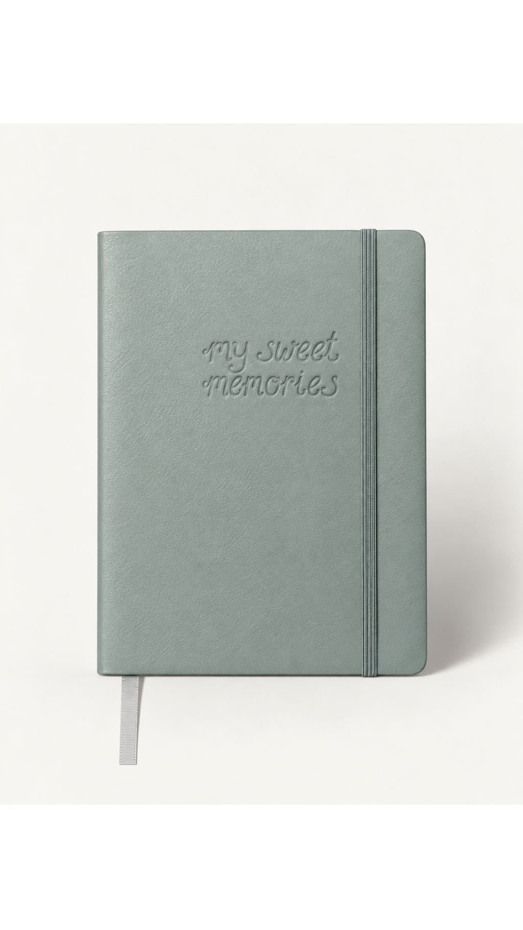 Carnet vert menthe à couverture texturée avec inscription My Sweet Memories fermeture élastique et marque page ruban Nany Craft Shop tous les produits