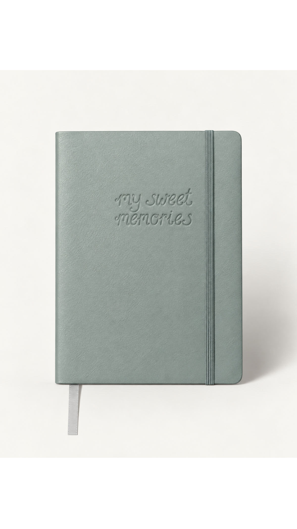 Carnet vert menthe à couverture texturée avec inscription My Sweet Memories fermeture élastique et marque page ruban Nany Craft Shop tous les produits