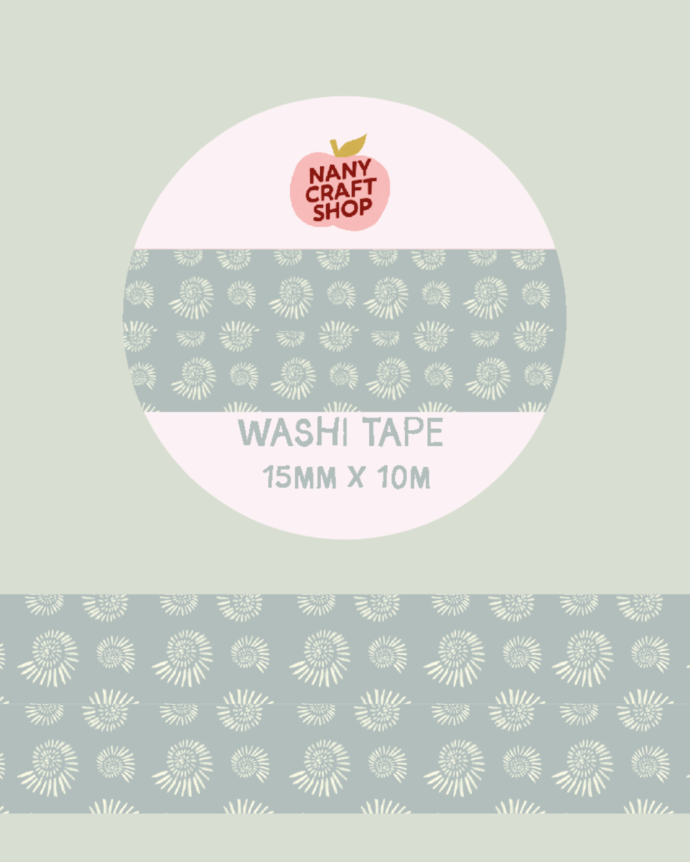 Washi Tape - motif coquillages bleu