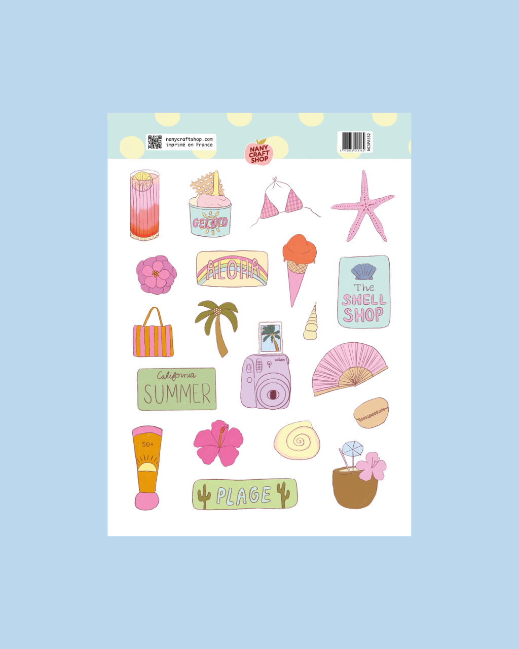 Planche stickers A5 Summer Girl