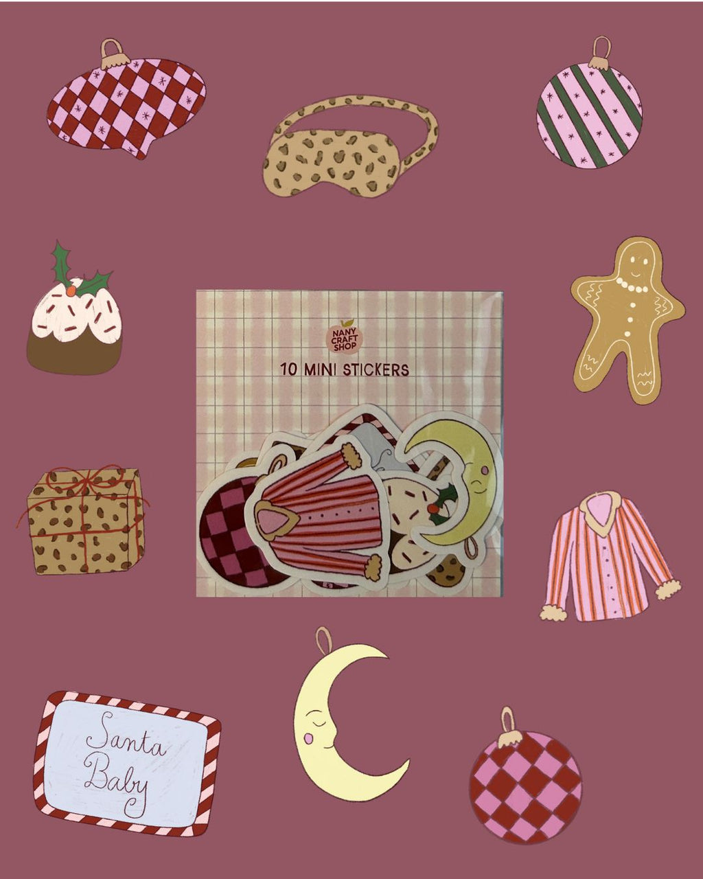 Pack Noël 10 mini washi stickers