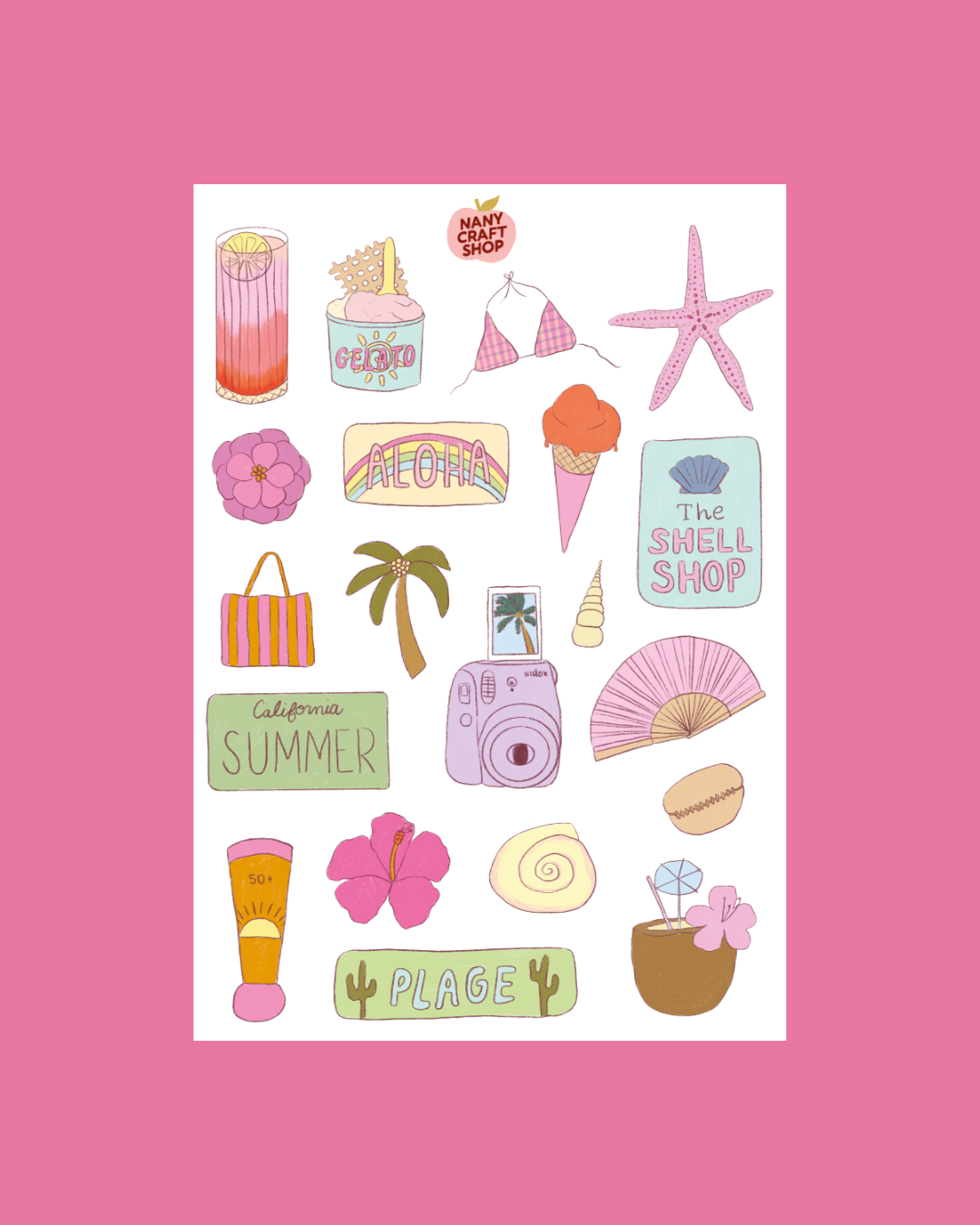 Planche stickers A5 Summer Girl