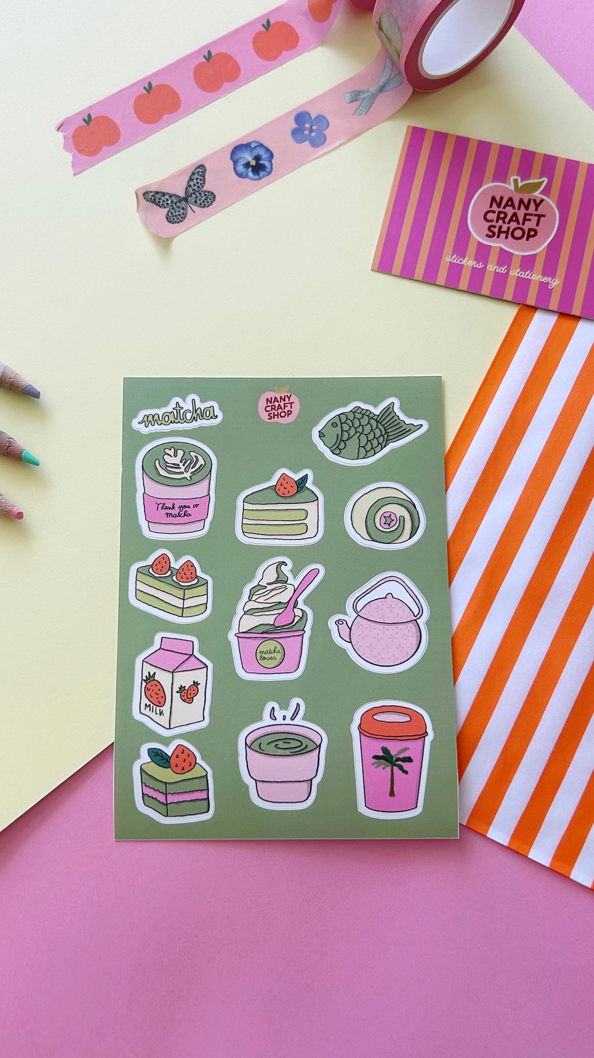 Planche stickers matcha A6 🍵