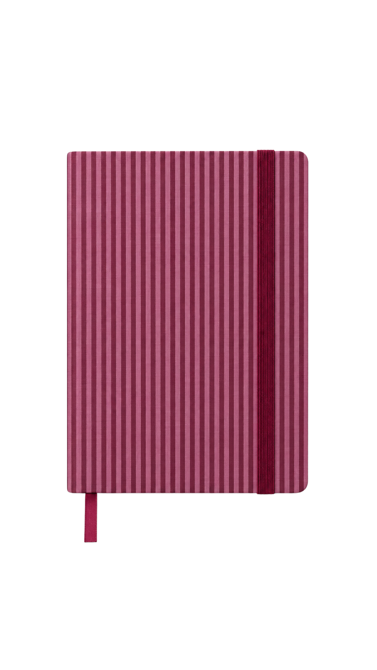Carnet de journal créatif à rayures verticales bordeaux avec bande élastique sombre et marque page ruban par Nany Craft Shop