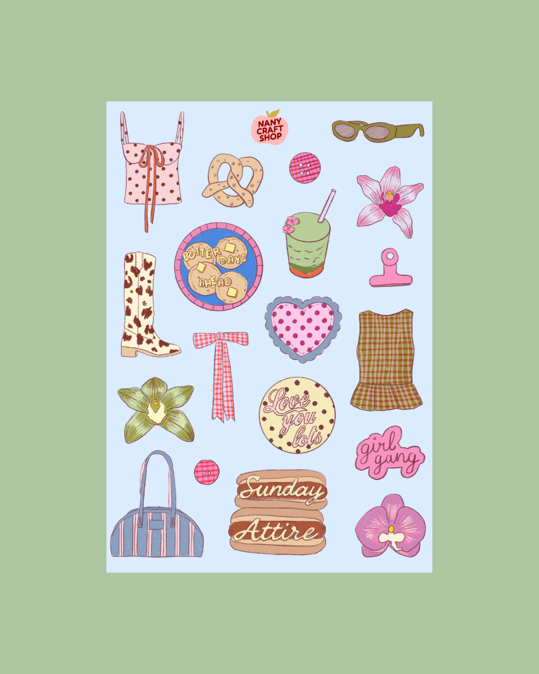 Planche stickers A5 cool girl