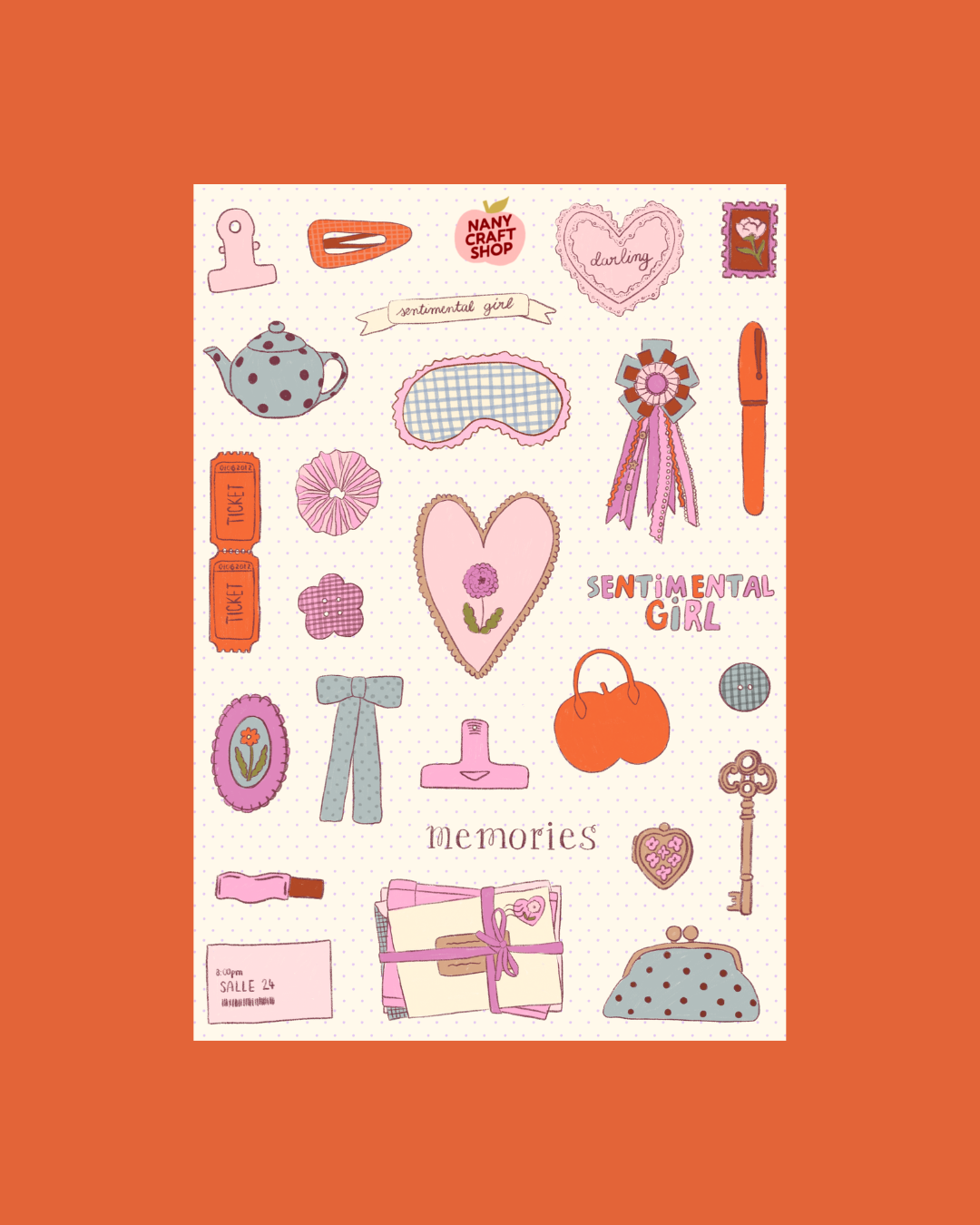 Planche stickers A5 sentimental girl