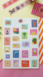 Planche stickers timbres été A5 🌴
