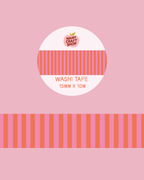 Rouleau de washi tape grenadine à rayures roses et rouges, 15 mm x 10 m