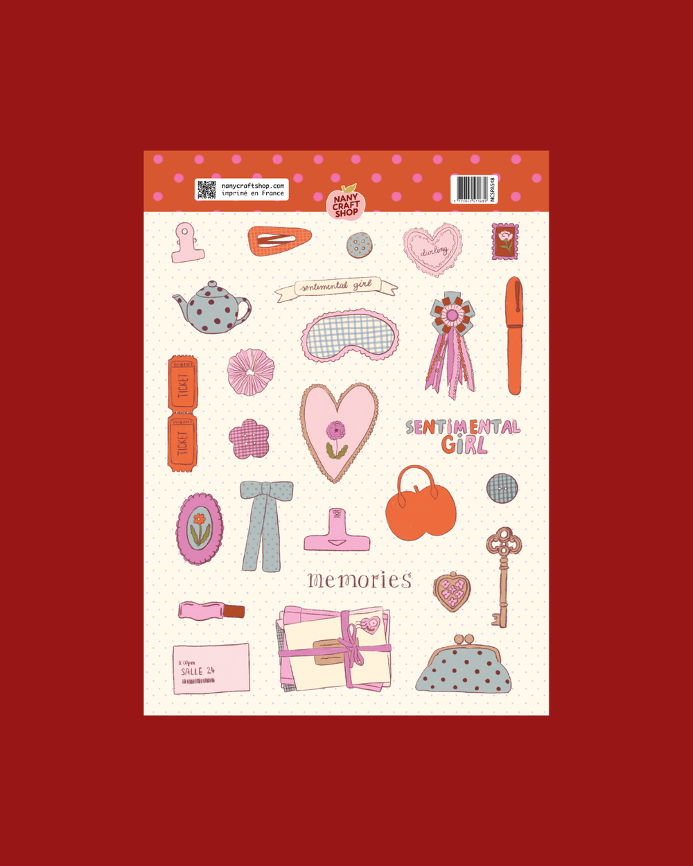 Planche stickers A5 sentimental girl