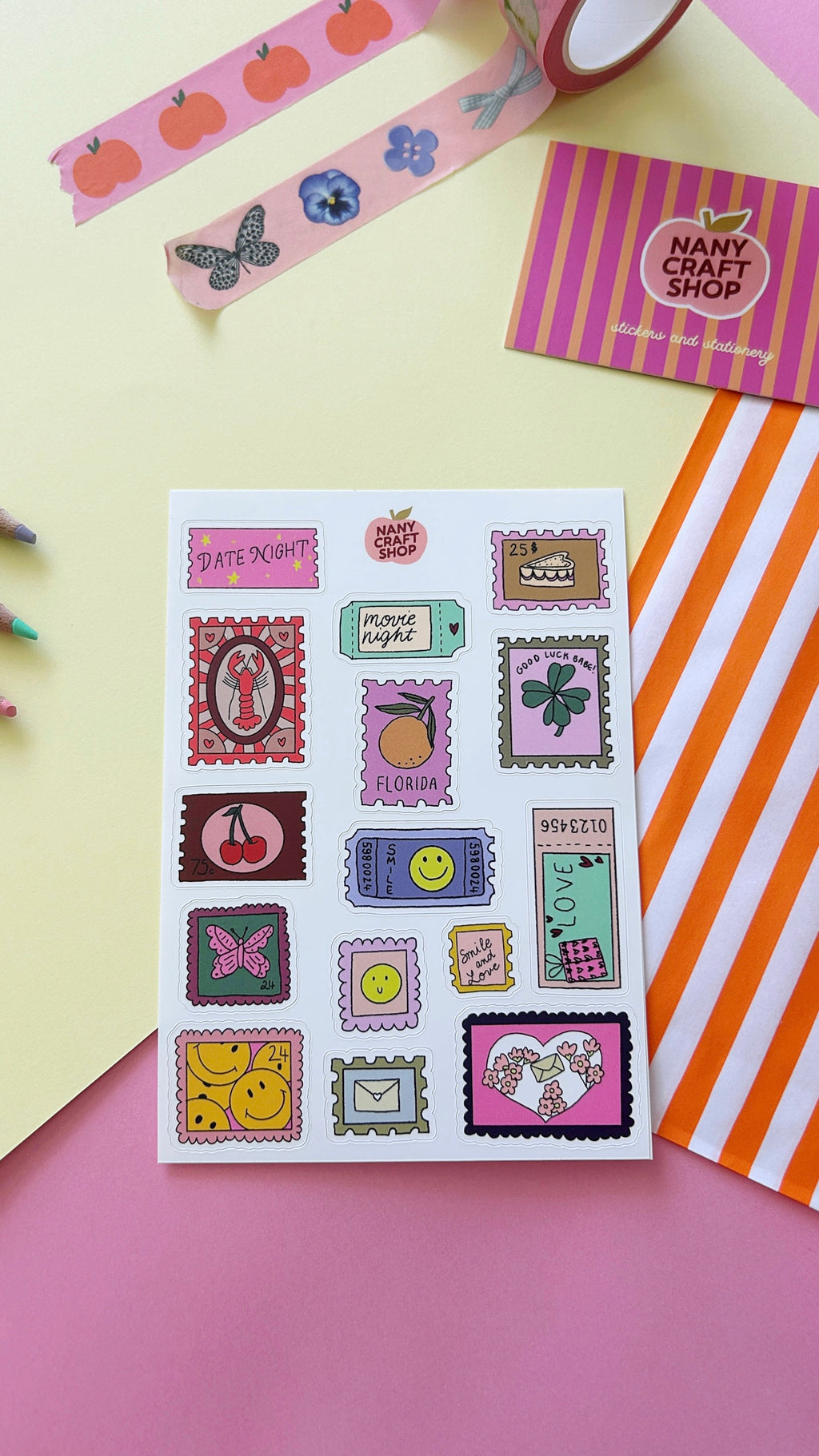 A6 stamp sticker sheet