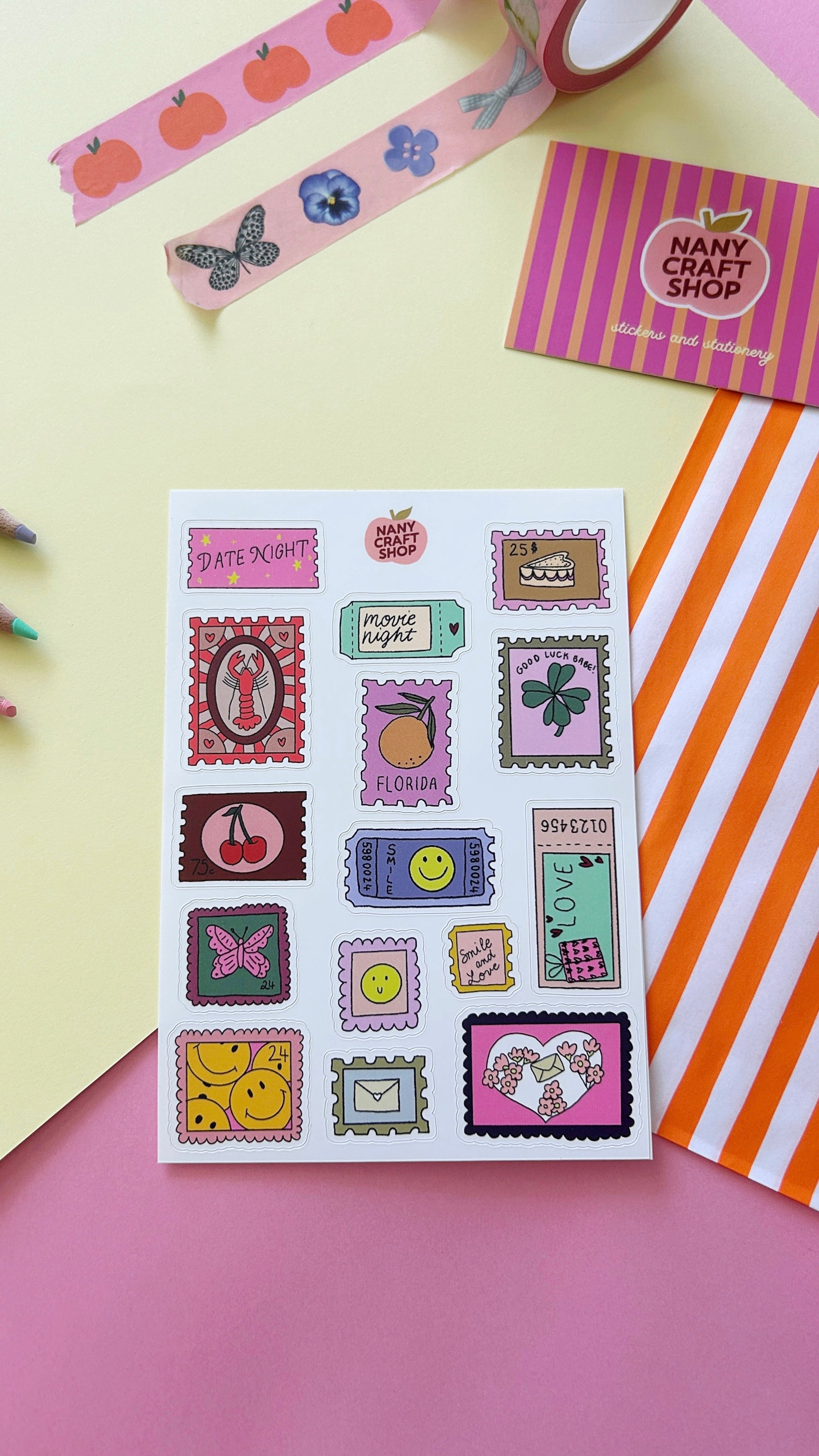 A6 stamp sticker sheet