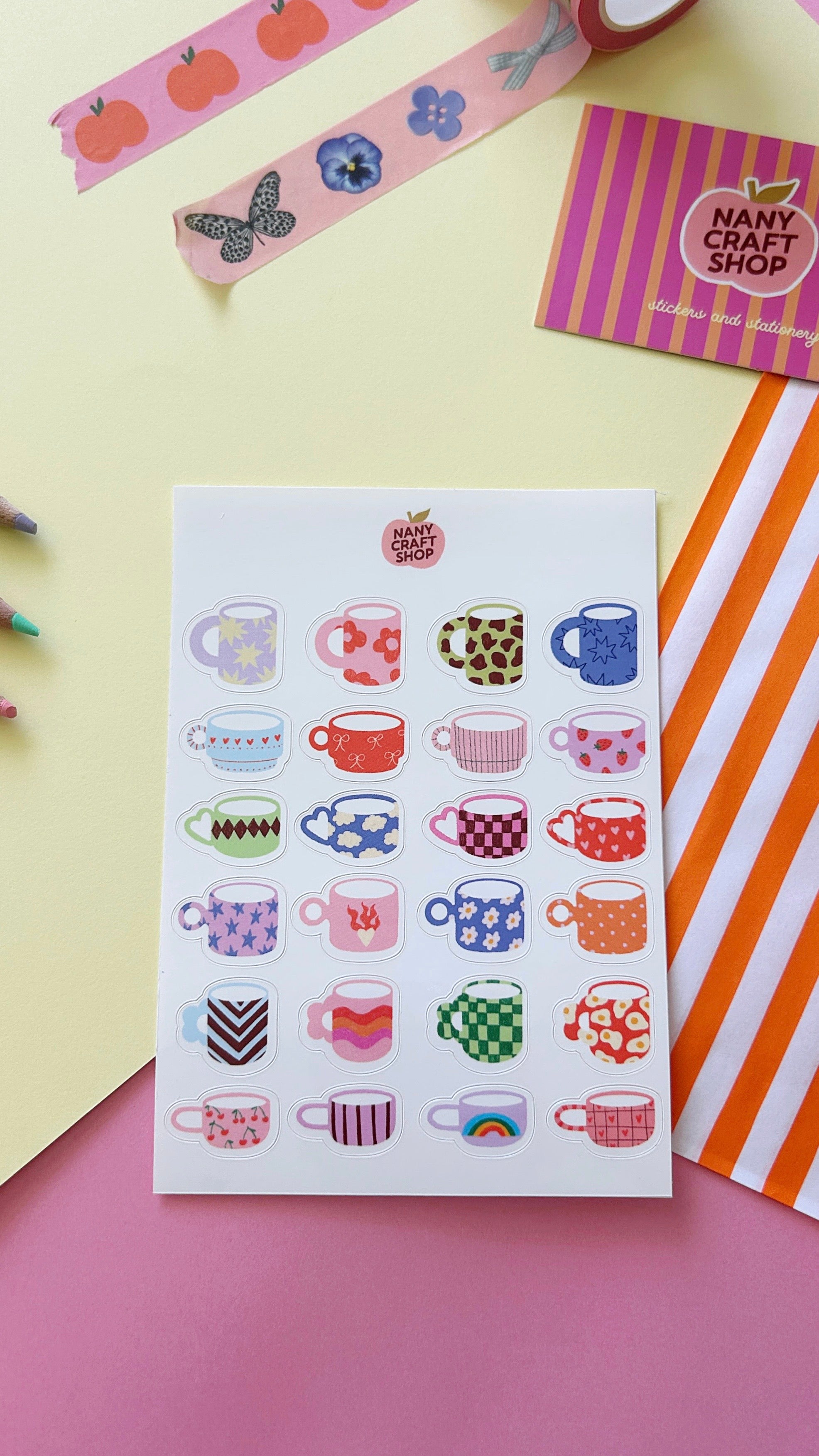 A6 patterned mug sticker sheet
