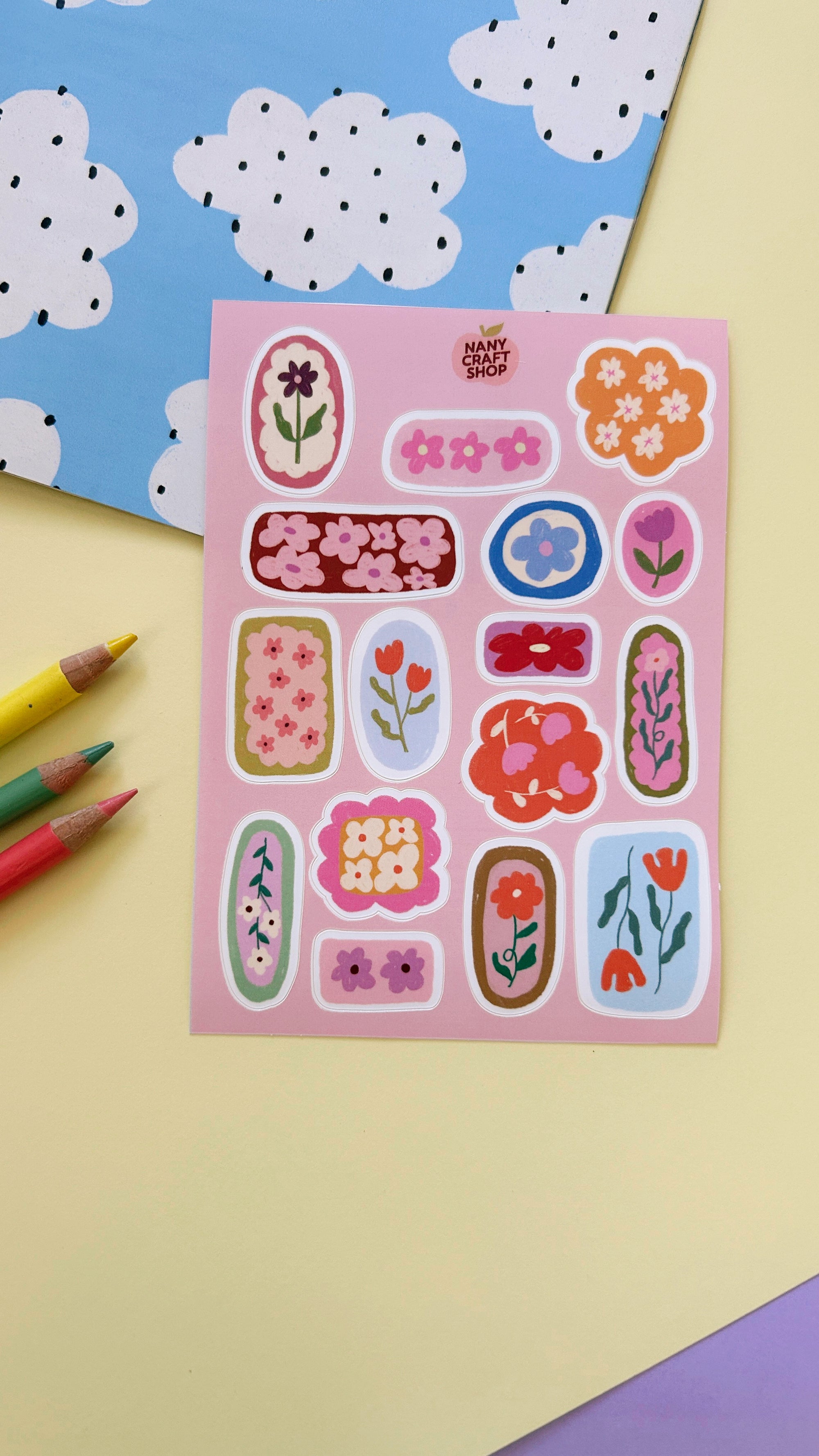 Planche stickers fleurs A6