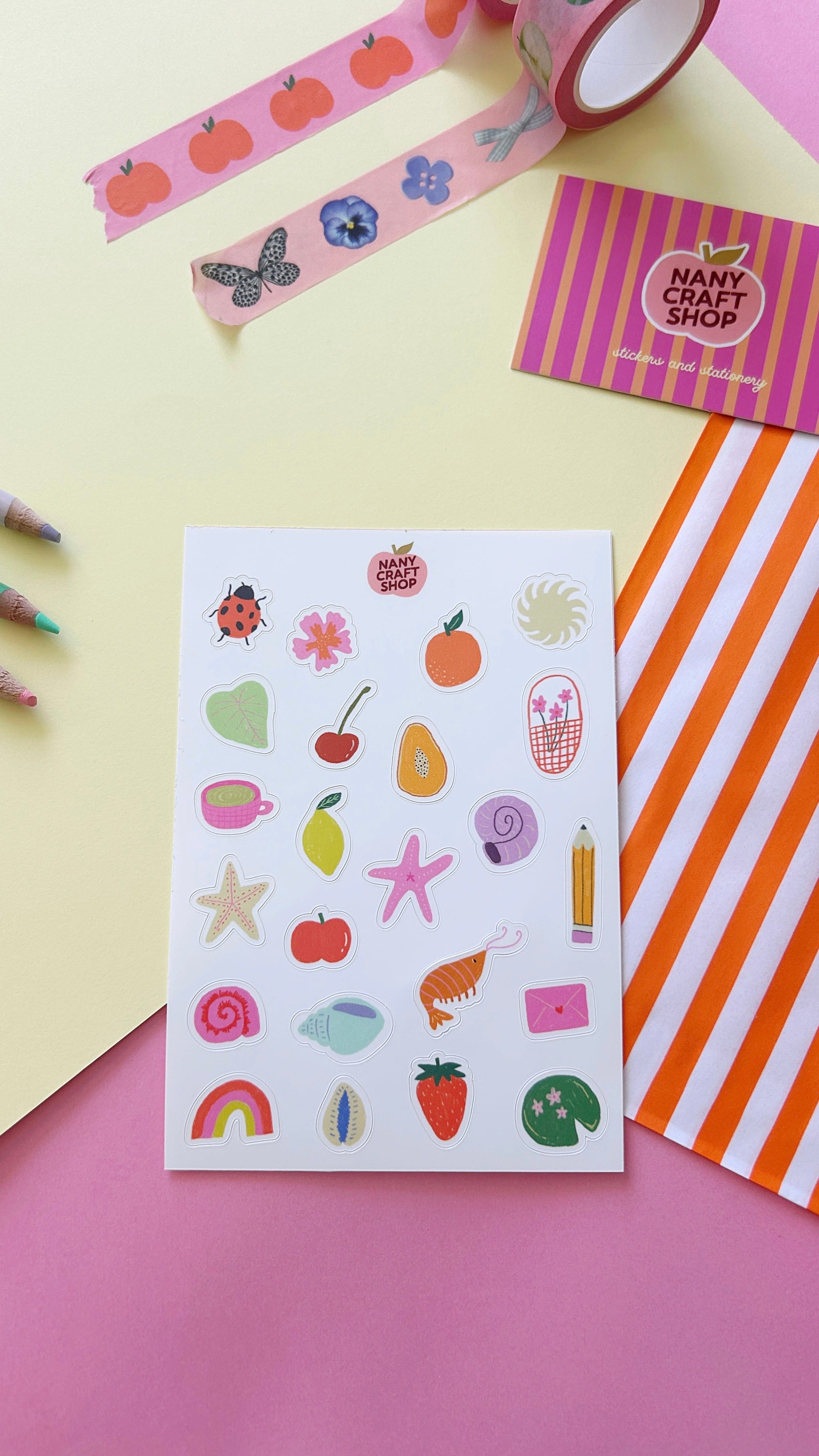 Planche stickers minis dessins été A6 🌈