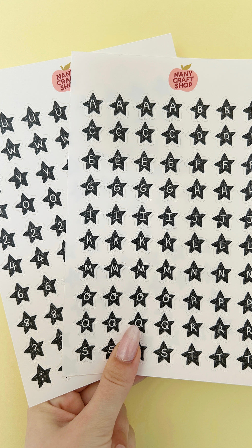 Star alphabet sticker sheet