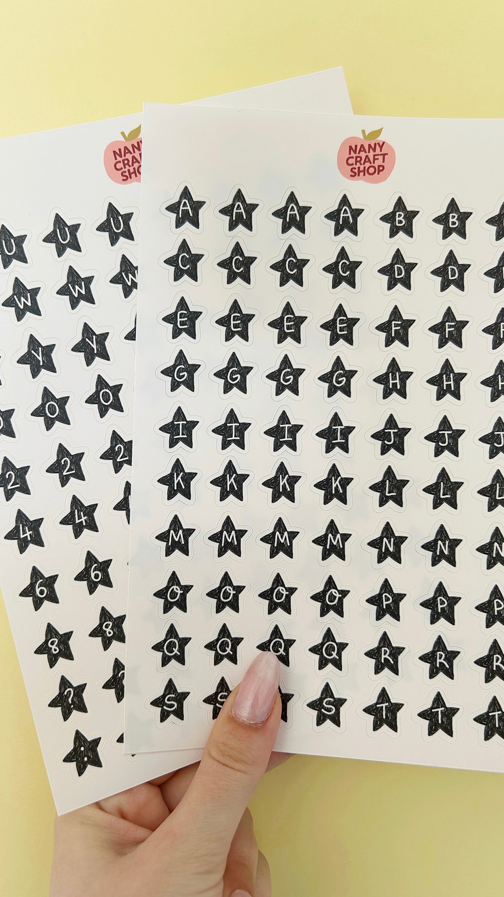 Star alphabet sticker sheet