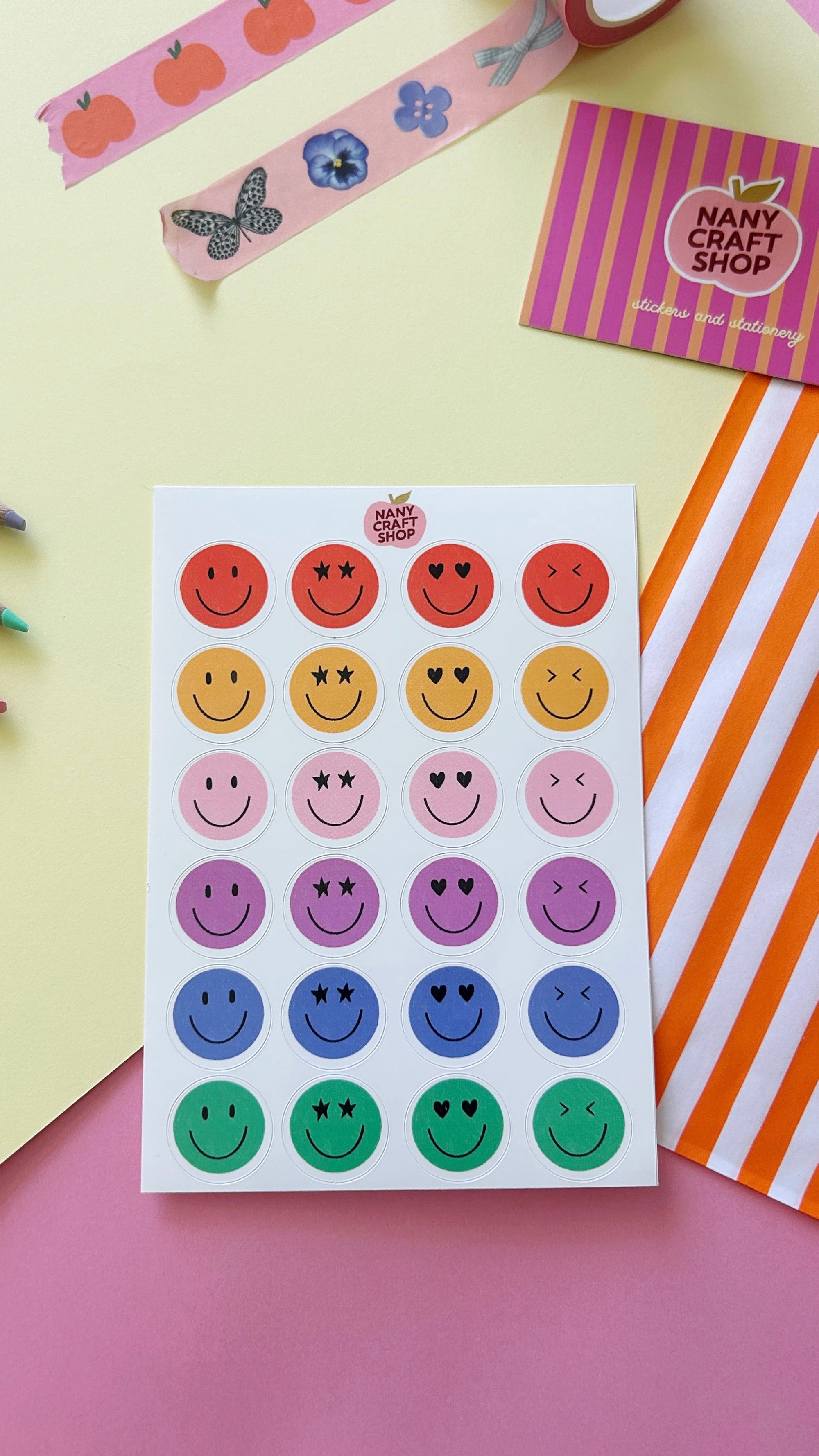 A6 smiley sticker sheets
