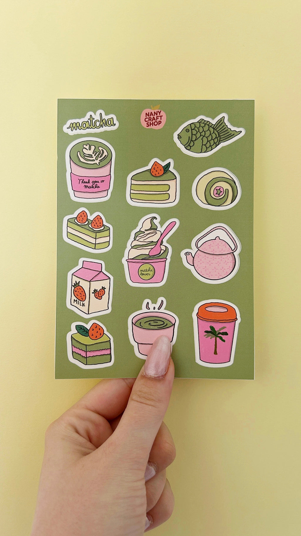 Planche stickers matcha A6 🍵