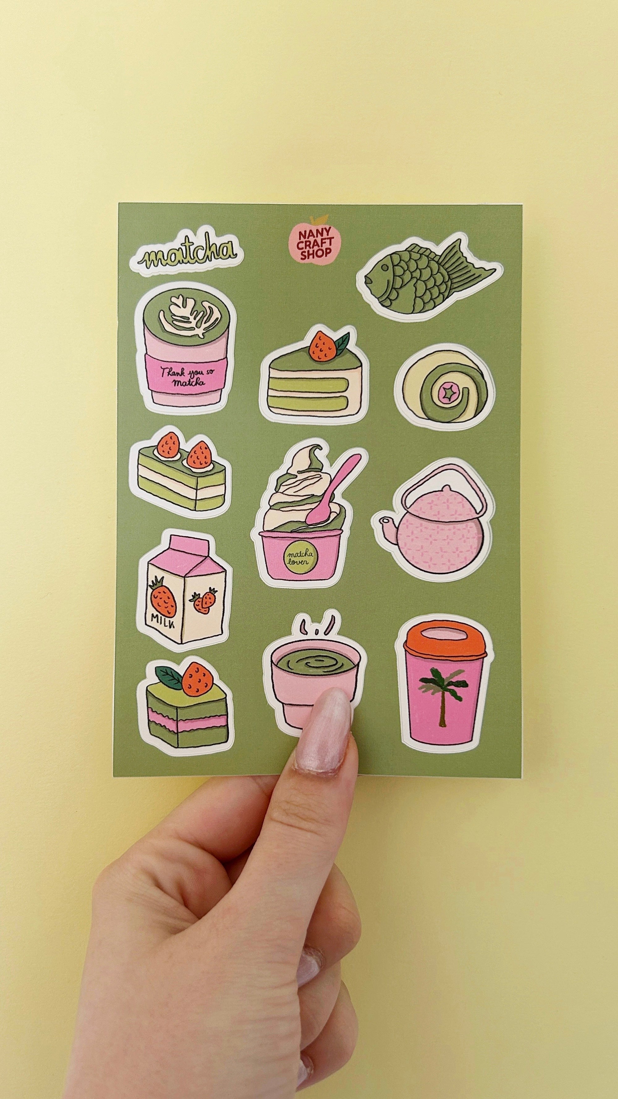 Planche stickers matcha A6 🍵
