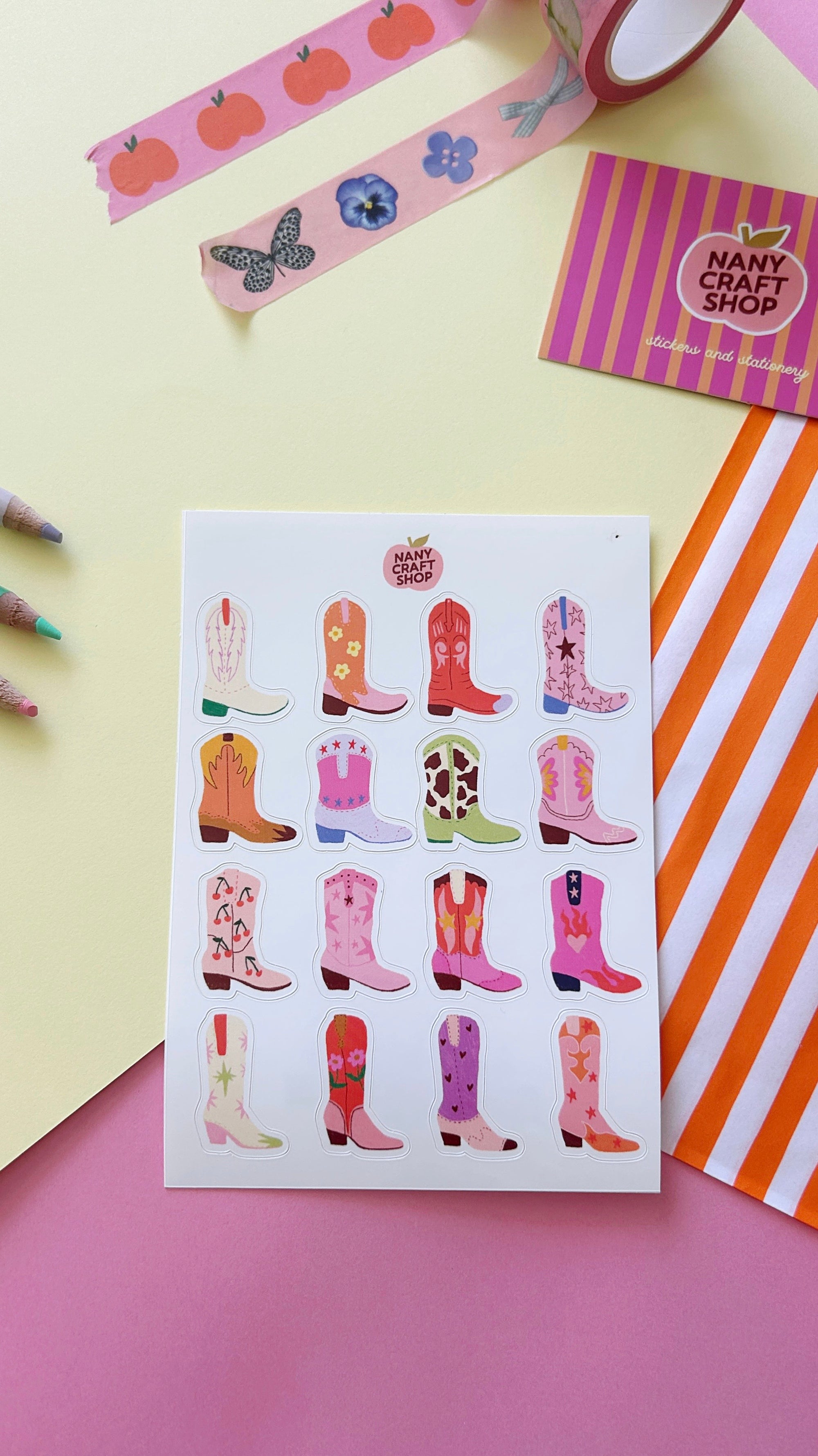 Cowboy boot sticker sheet A6