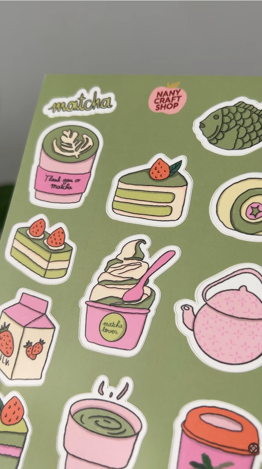 Planche stickers matcha A6 🍵