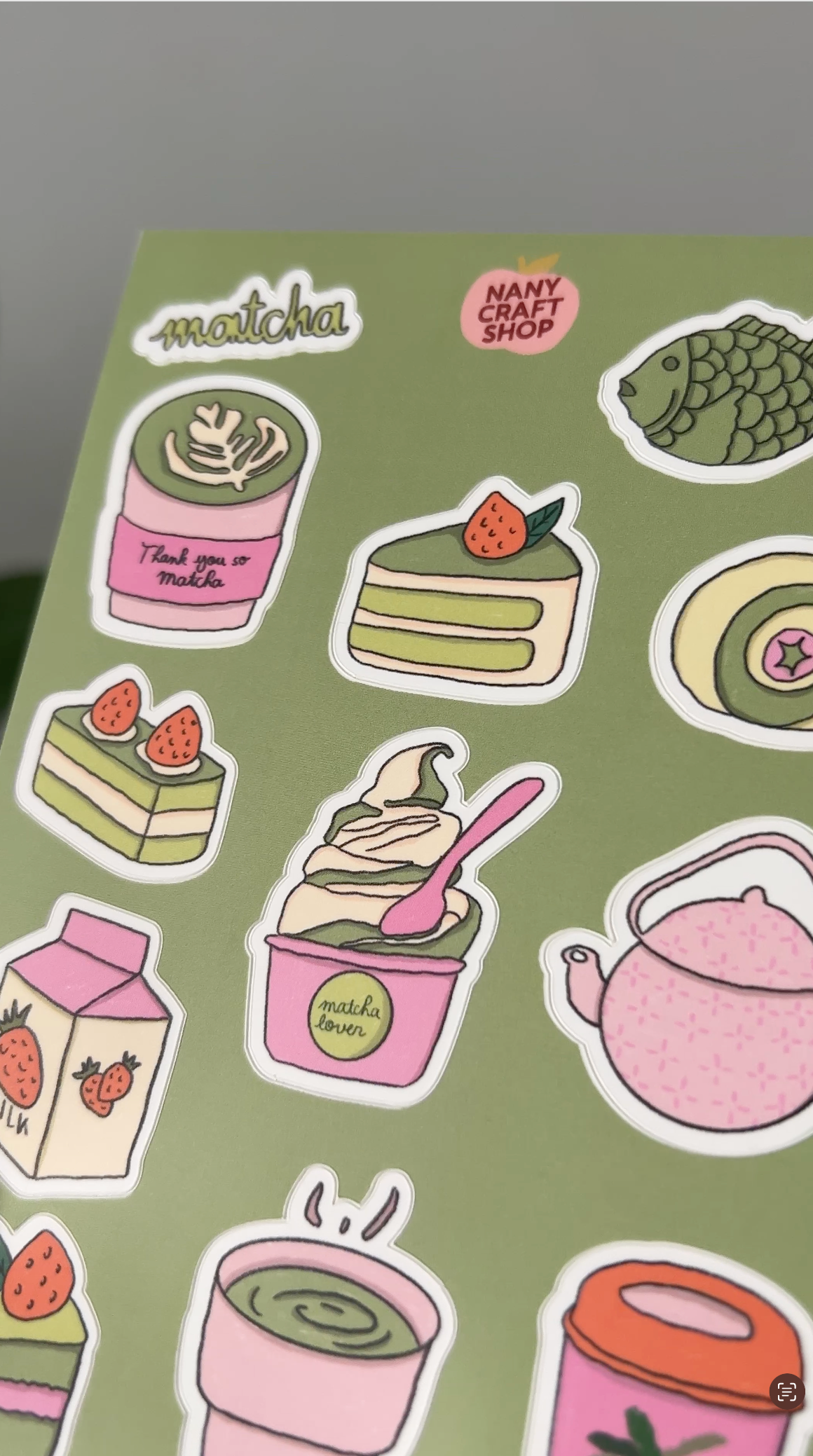 Planche stickers matcha A6 🍵