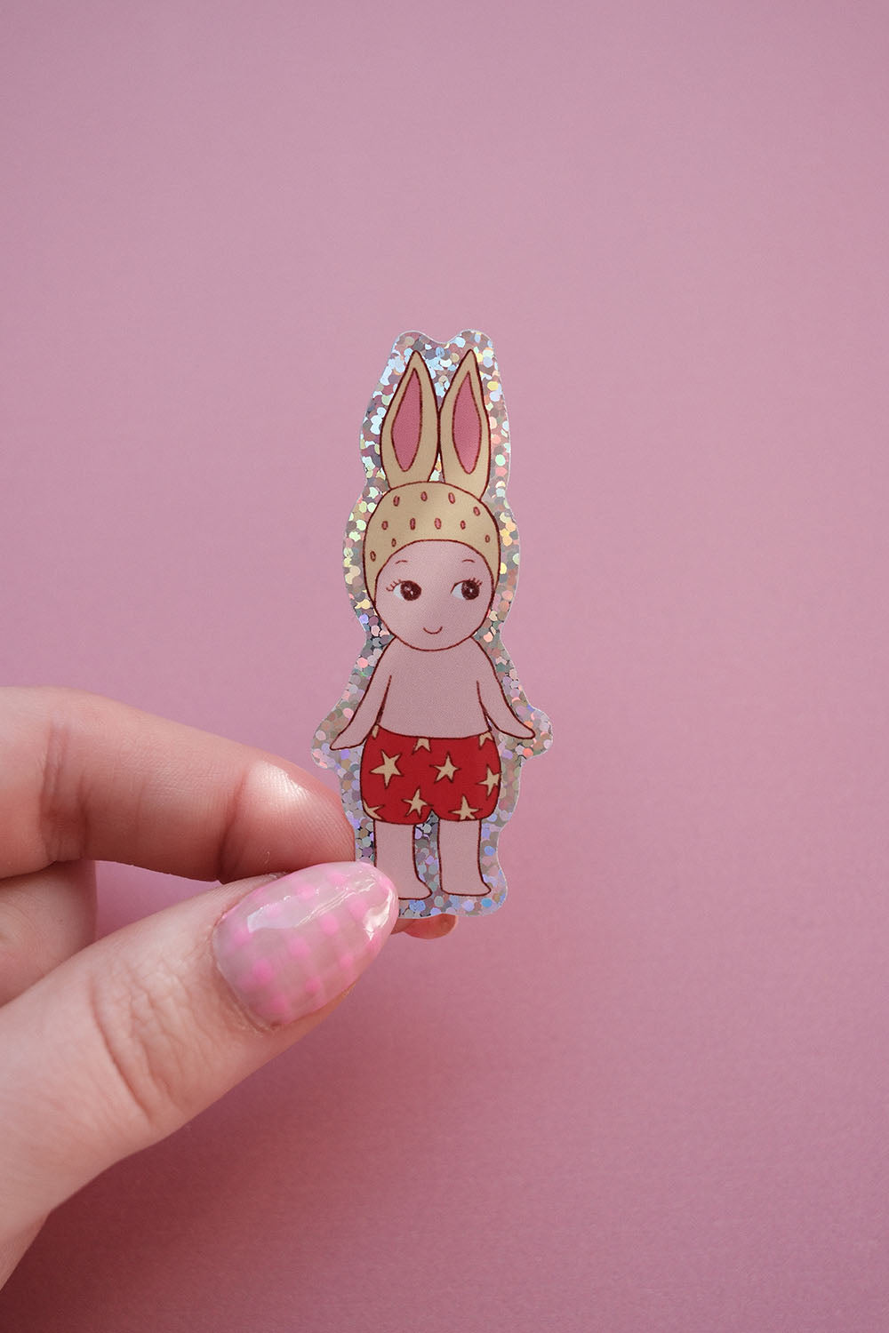 Sticker Mini Baby Lapin Fraise