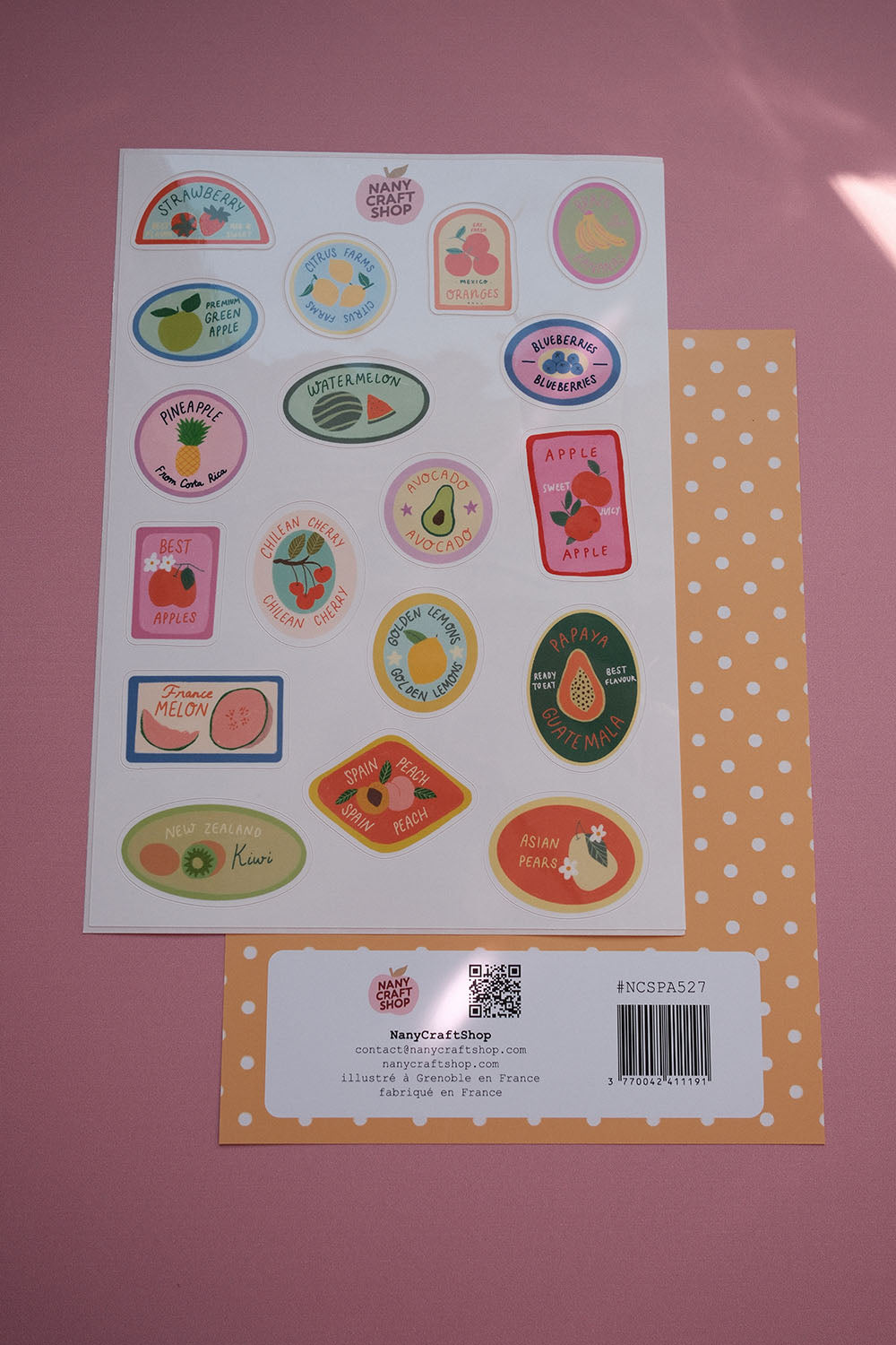 Planche stickers étiquettes fruits A5 🍊