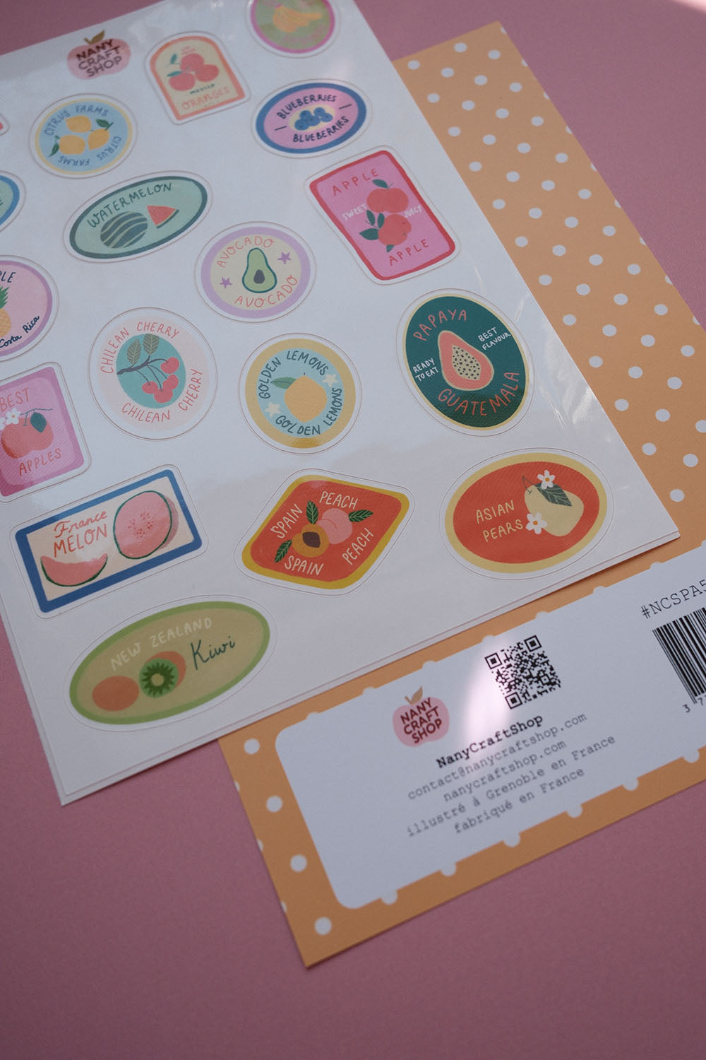 Planche stickers étiquettes fruits A5 🍊
