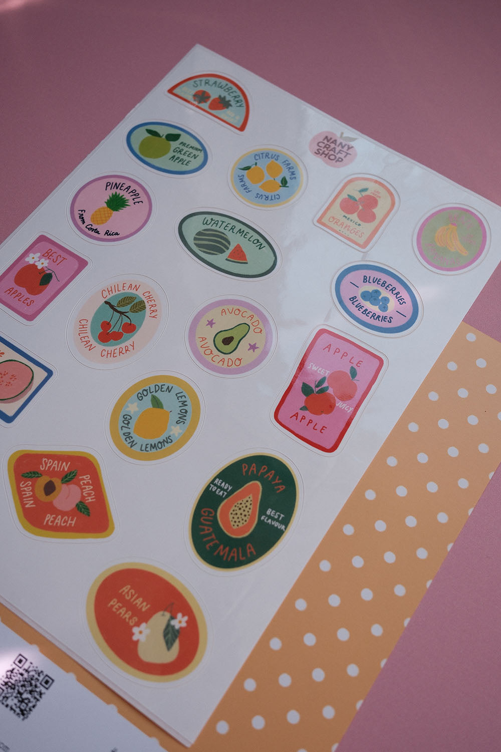 Planche stickers étiquettes fruits A5 🍊