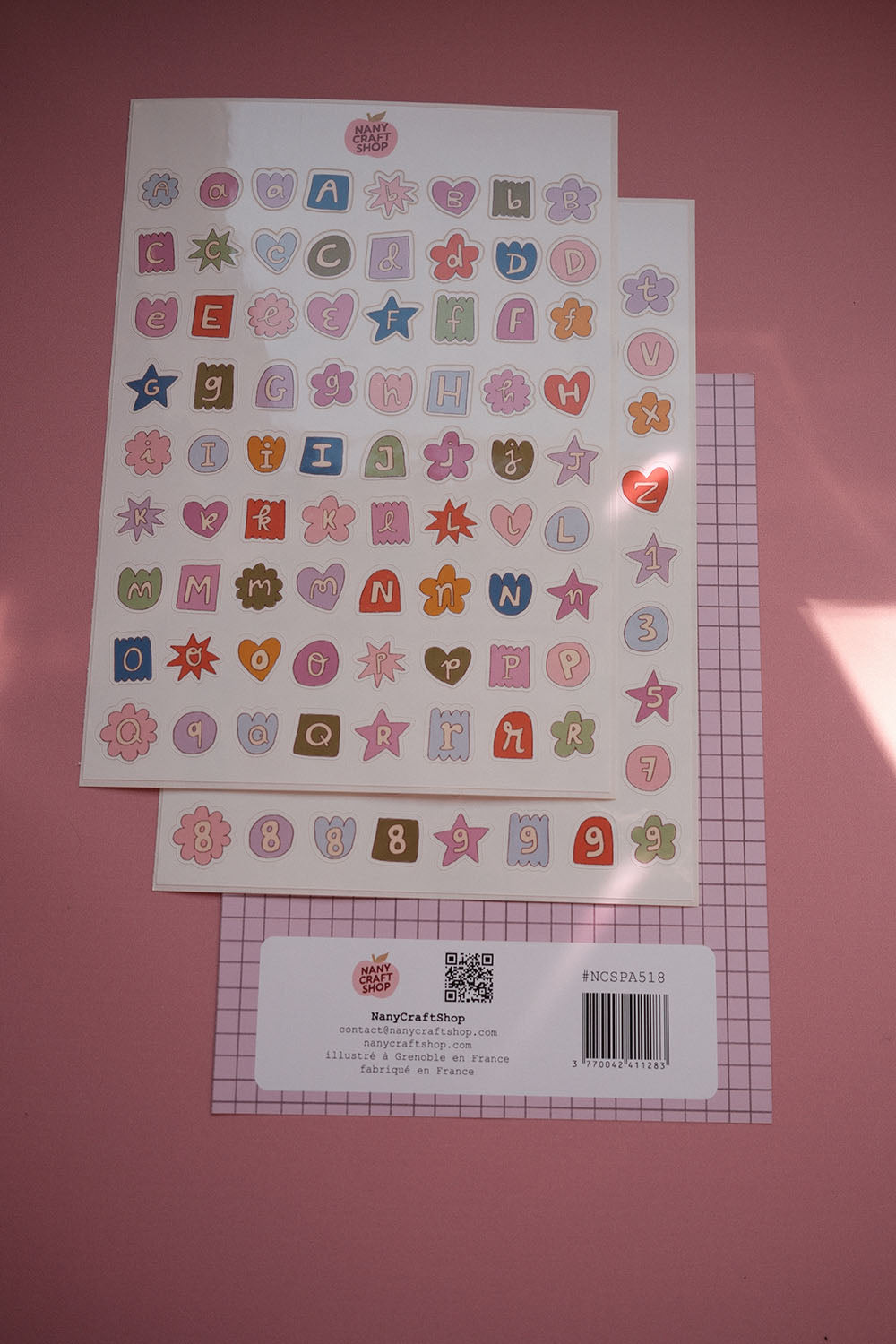 Planche stickers Alphabet Multicolore A5 x2