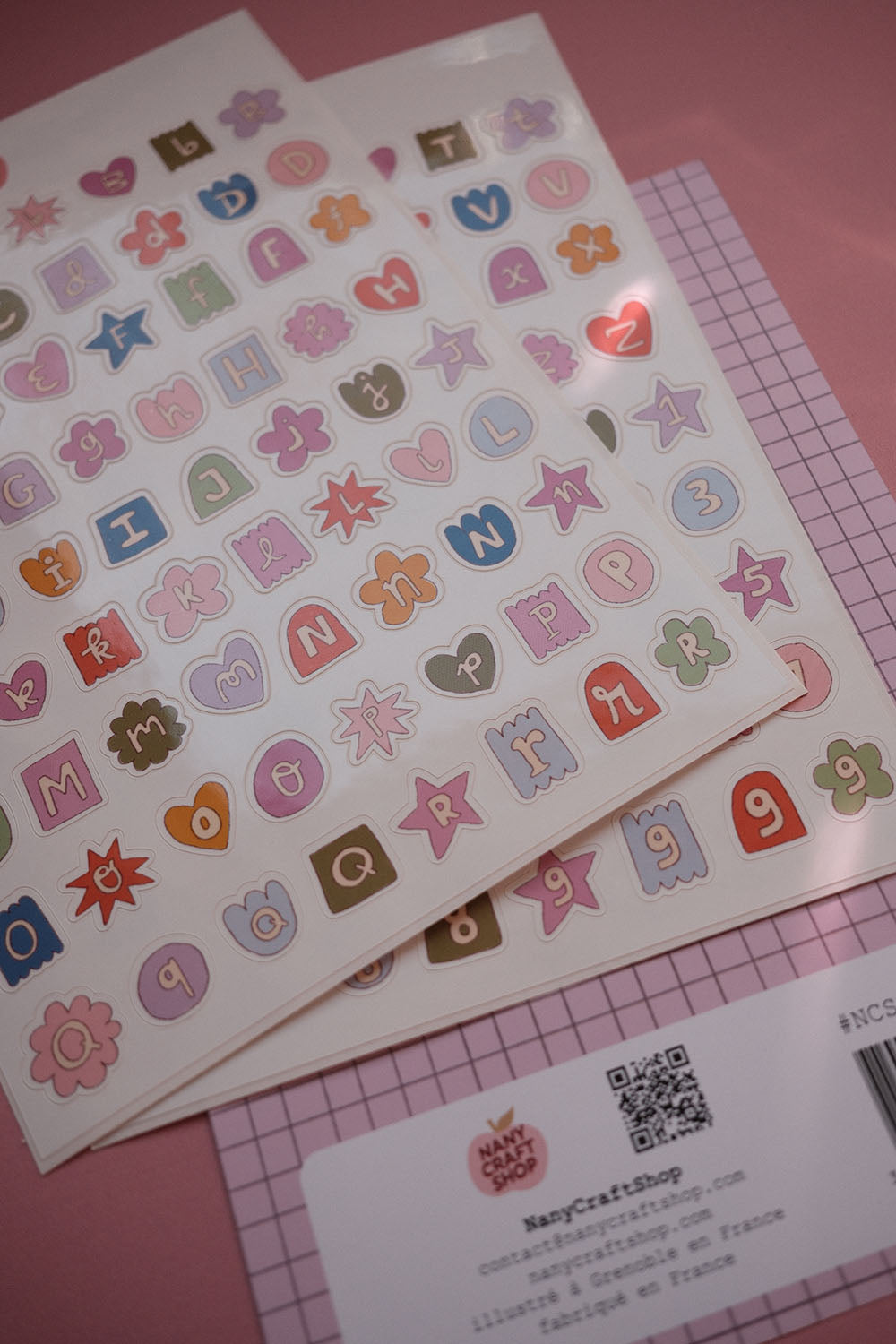 Planche stickers Alphabet Multicolore A5 x2