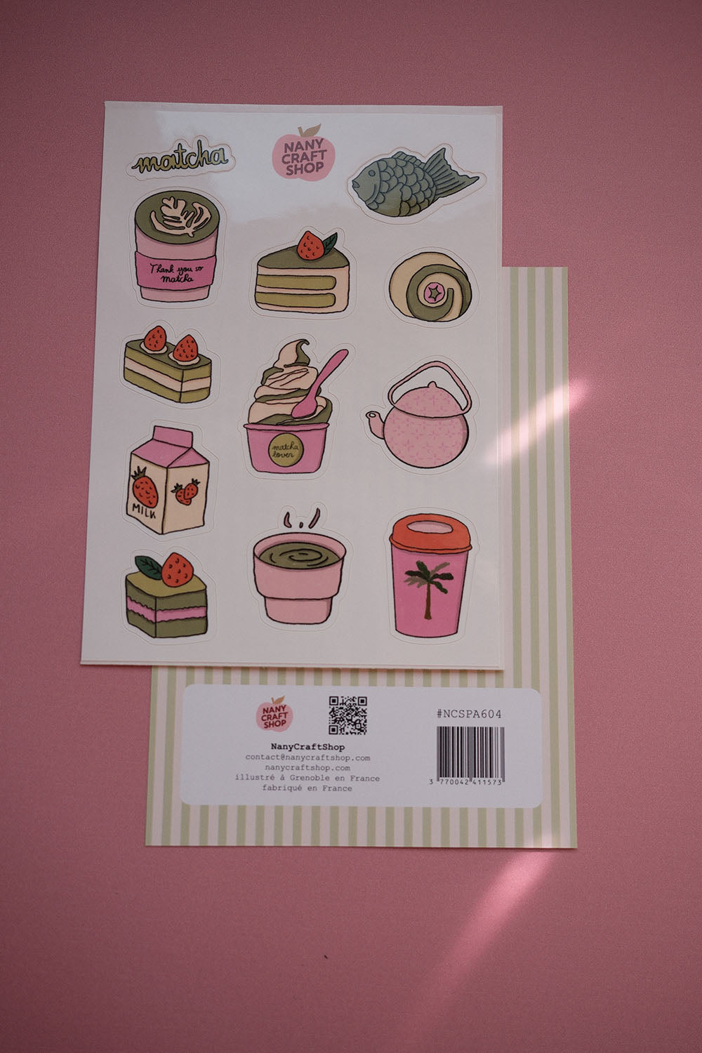 Planche stickers matcha A6 🍵