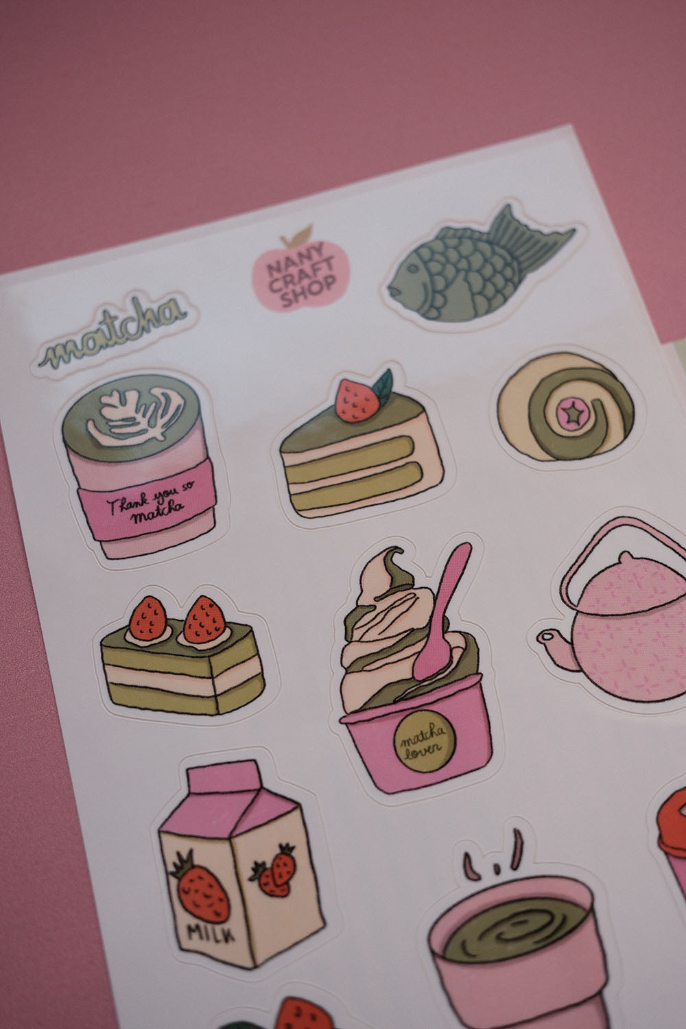 Planche stickers matcha A6 🍵