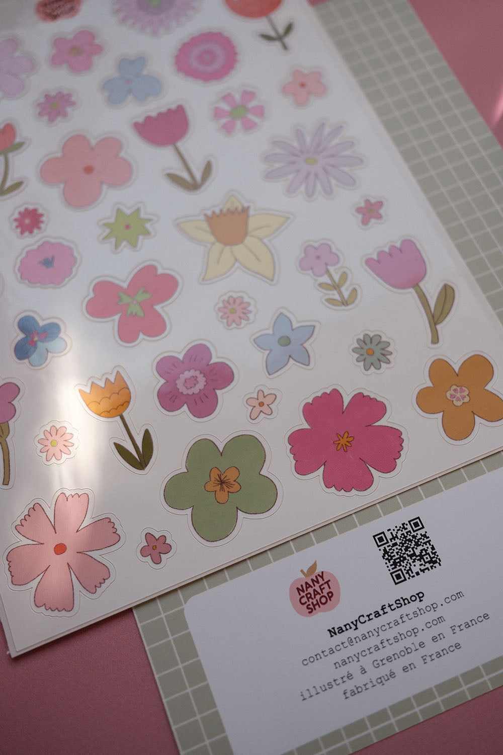 Planche stickers Fleurs Dessins A5 🌷