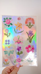 Planche stickers A5 fleurs holographiques