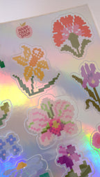 Planche stickers A5 fleurs holographiques