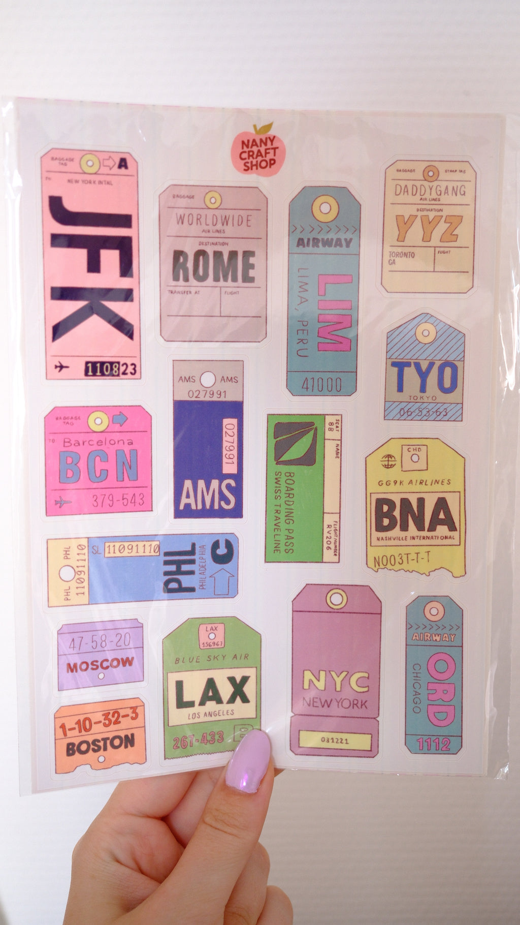 Planche stickers A5 Tickets d'avion