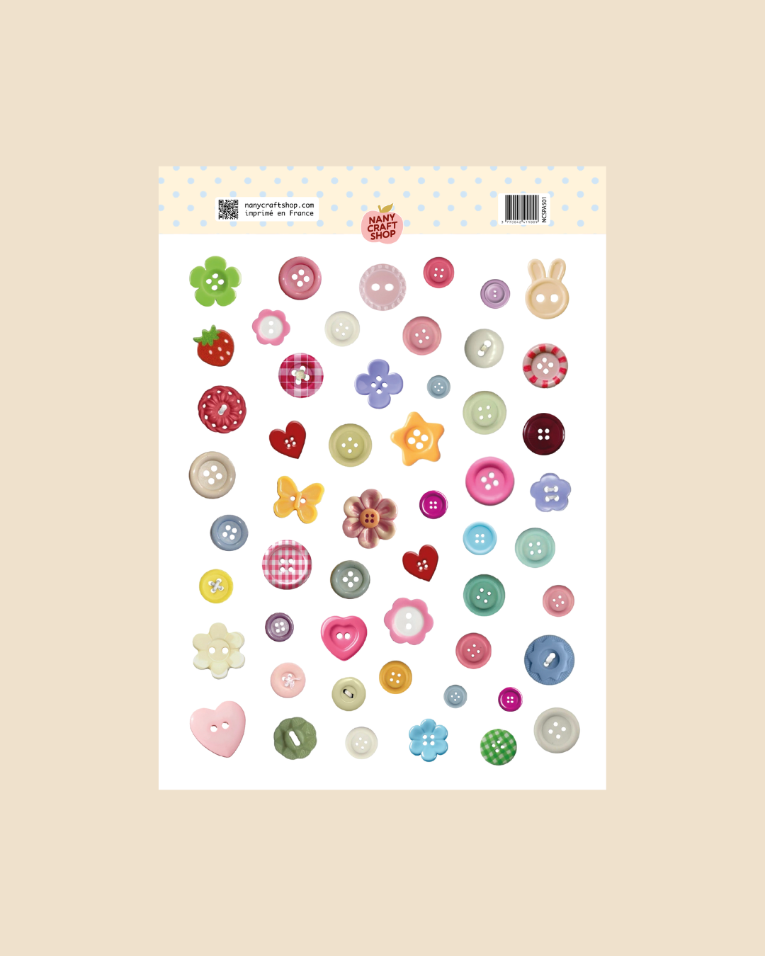 Planche de stickers A5 boutons