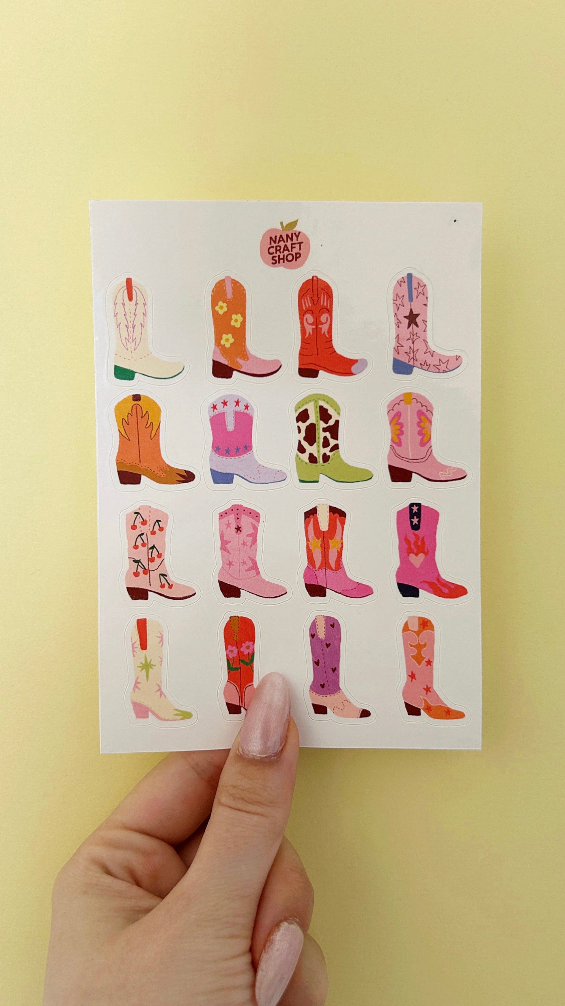 Cowboy boot sticker sheet A6