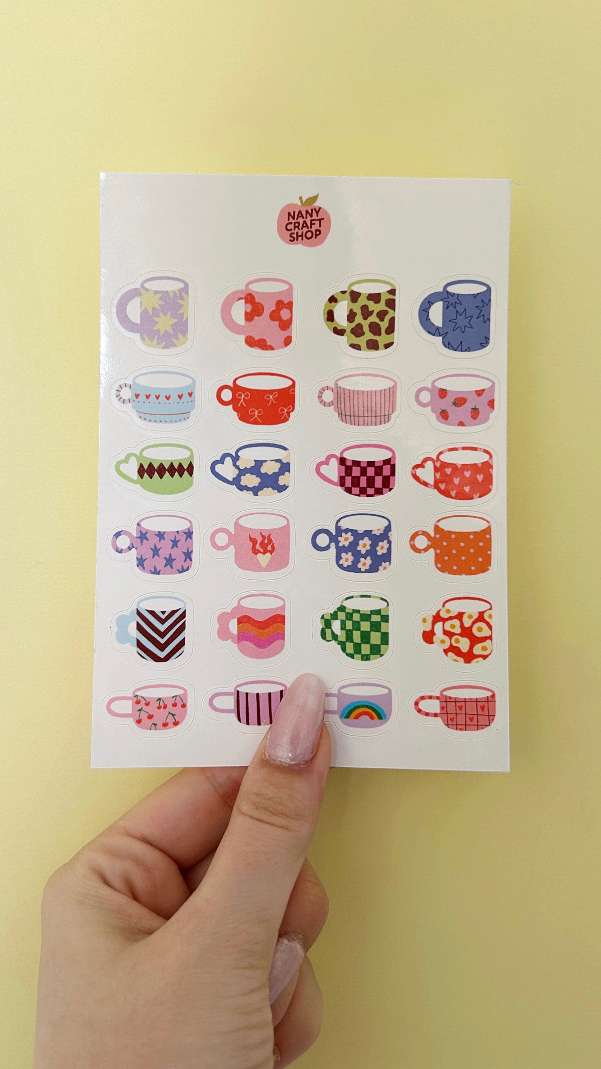 A6 patterned mug sticker sheet