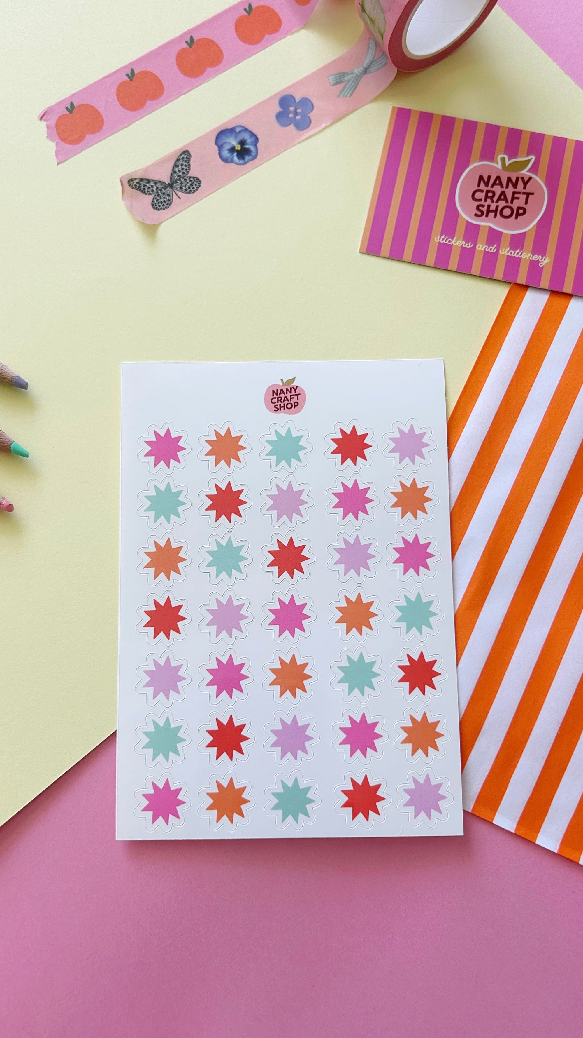 A6 graphic shape sticker sheet