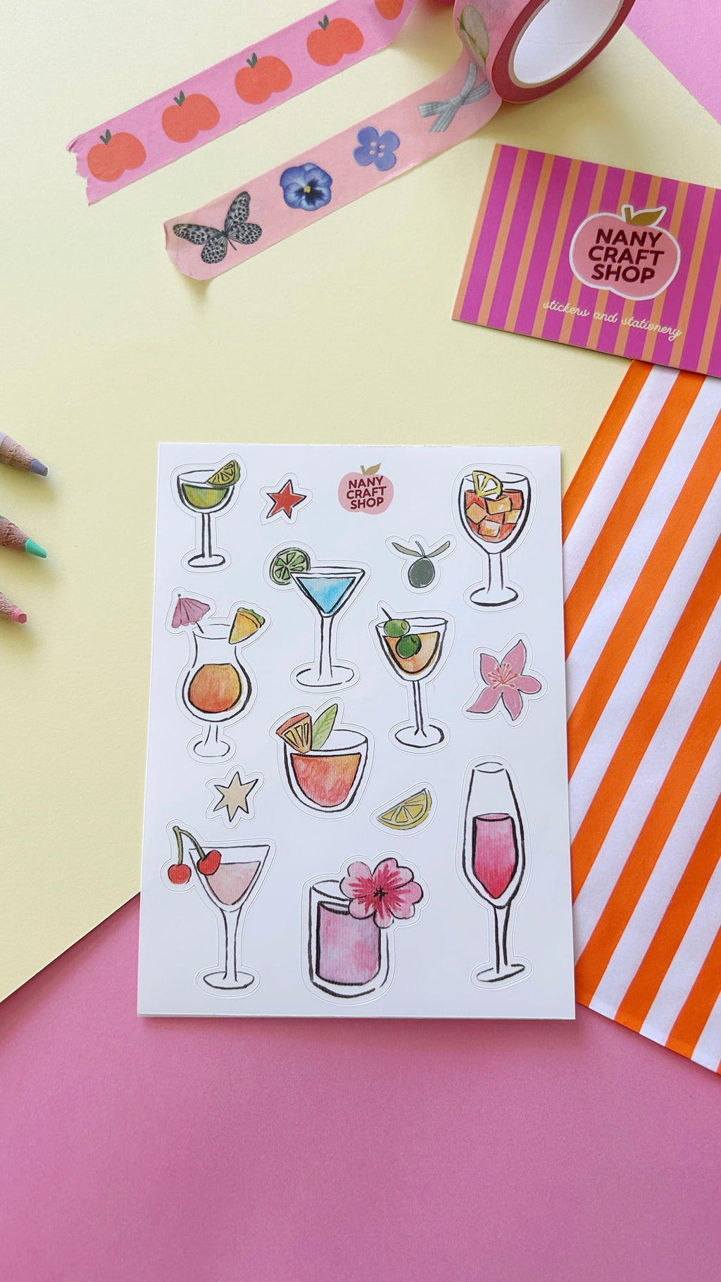 A6 Cocktail-Aufkleberbogen 🍸